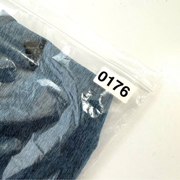 Adidas Women’s Sz L Heathered Blue Activewear Stretchy Cropped Top Mesh Back Tee - Picture 12 of 12